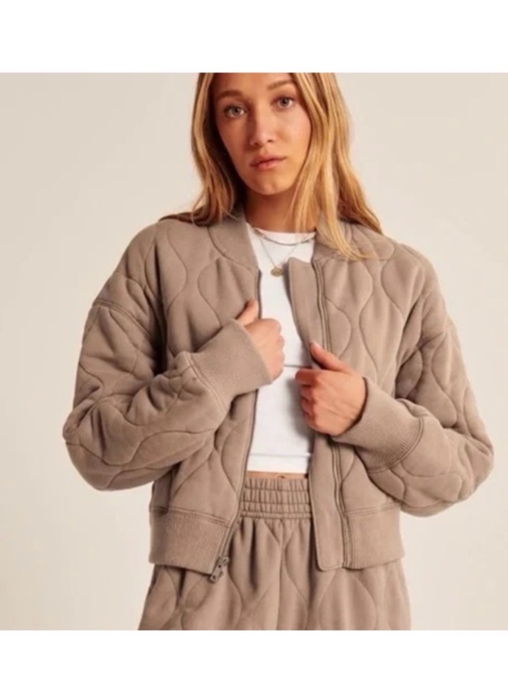 Abercrombie & Fitch Brown Quilted Bomber Jacket